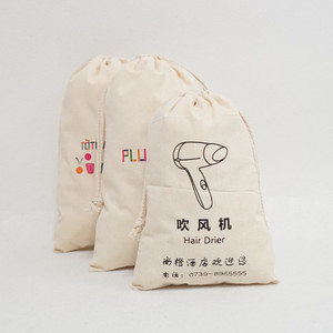 Sacs à cordon en toile de coton naturelle personnalisés avec logo, vente en gros d'usine, pour sèche-cheveux - Product Image 6