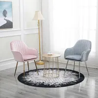 Meubles de salle à manger modernes rembourrés chaise de salon en velours vert foncé émeraude avec pied en métal doré