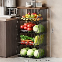 Étagère de rangement multi-niveaux en bois de cèdre pour cuisine, à poser au sol, pour boîte à collation, jouet, panier à fruits et légumes