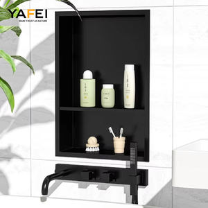 Estante de <span class=keywords><strong>ducha</strong></span> empotrado de nicho de pared sin azulejos negro mate para almacenamiento de baño instalación incorporada - Product Image 3
