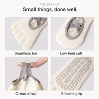 Chaussettes de yoga à cinq doigts OEM, antidérapantes, fines, en coton, pour l'été, pour le sport et le fitness en intérieur, chaussettes de Pilates pour femmes
