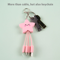 Articles de cadeaux promotionnels Étoiles Forme 3in1 Câble de charge Multi Fonction Téléphone portable Porte-clés 3 en 1 Câble de charge