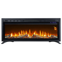 Cheminée électrique murale encastrée multifonctionnelle moderne pour hôtel et maison, en métal ultra fin de 50 pouces, effet de flamme LED