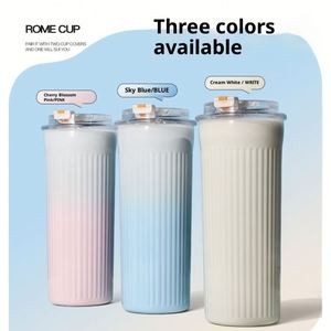 Nuevo Termo Portátil de Acero Inoxidable de 500ml con Diseño Lindo a Rayas, Taza de Regalo con Aislamiento Térmico de 6-12 Horas y Pajita para - Product Image 4