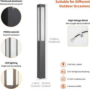 ไฟสวน LED สำหรับภายนอกอาคาร แบบเสาสูงสีดำ กันน้ำ IP65 ใช้ไฟ AC 85-265V ขายส่ง - Product Image 2