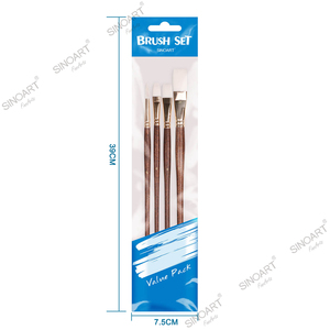 SINOART Faible QUANTITÉ MINIMALE DE COMMANDE Longue Poignée Taklon brosses pour la peinture 4pce plat blanc Synthétique Ensemble de Pinceau de Peinture Acrylique à l'huile artiste pinceau - Product Image 3