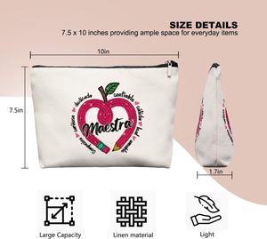 Trousse de maquillage rétro pour professeur de espagnol, cadeaux pour professeur(se), cadeaux d'appréciation pour professeur(se) - Product Image 3