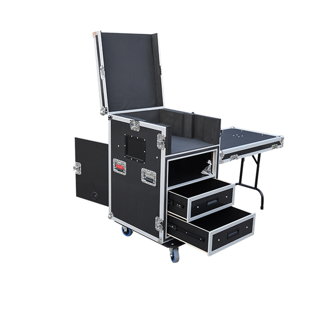 Customized Tech Station Printer Router Production Rack Drawer Flight Case with Side Table