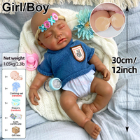 Poupées Reborn en Silicone Premium de 30 cm, Jouets Cadeaux Bébé Doux, Cheveux Implantés à la Main, Poupées de Collection