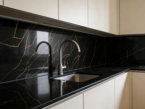 משטחי מטבח גדולים מקוורץ, עמידים וידידותיים לסביבה, בעיצוב תלת מימד מודרני, מתאימים למלונות ווילות - Product Image 3