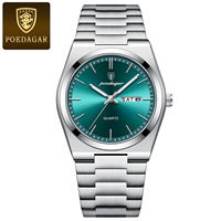 Reloj de Pulsera Poedagar 930, Nuevo, con Manecillas Luminosas, Cuarzo, Acero Inoxidable, Correa de Cuero, Elegante, para Hombre, con Calendario