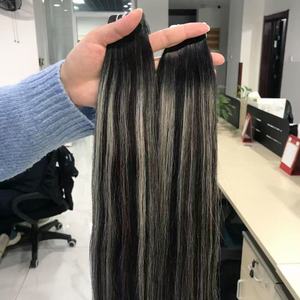 Extensiones de Cabello Humano Virgen Europeo al por Mayor, Doble Trama, Estilo <span class=keywords><strong>Balayage</strong></span> Castaño Liso, Tono Rubio Intenso - Product Image 3