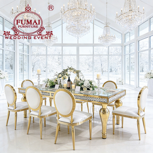 Exquisita Mesa Rectangular Moderna para Recepción de Bodas, con Cubierta de Vidrio Transparente y Decoración de Cristal, para Uso en Hoteles, Comedores y Exteriores - Product Image 6