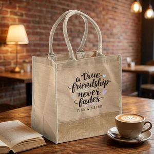 Bestie Gift Theme Jute Tote Bag Birthday <b>Keepsake</b> Custom Jute Tote Bag Large Capacity Casual Outdoor Carry Bags - Product Image 1