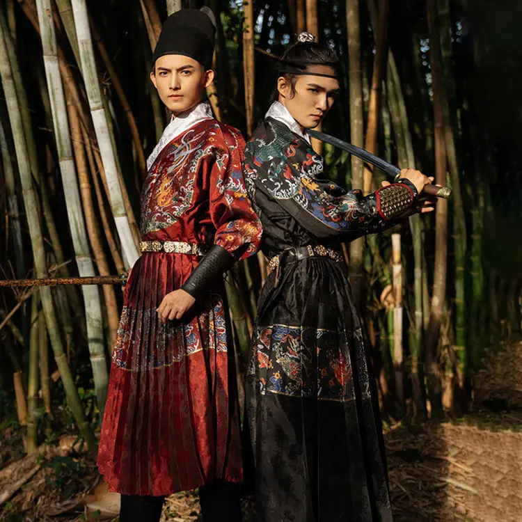بدلة رجالية بنمط صيني تقليدي من Hanfu, بدلة رجالية على الطراز الصيني التقليدي من العلامة التجارية Ming ، بدلة رجالية بتصميم طائر من Hanfu ، ملابس رجالية عصرية بمقاس Xxl.