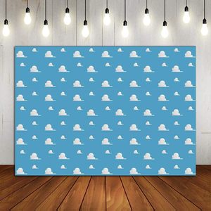 Toile de fond photo pour fête d'anniversaire d'enfant sur le thème de Boy Story, ciel bleu, nuages blancs, toile de fond photo pour baby shower en vinyle - Product Image 1