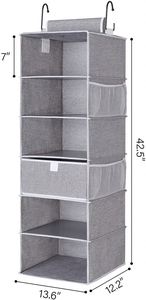 Large 6-Shelf Hanging Closet Organizer With 1 Drawer PP Plastic Fabric Material for Clothes Shoes Bags for Wardrobes Cabinets - Product Image 3