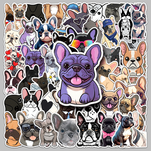 50 Piezas de Pegatinas de Juguete al por Mayor para <span class=keywords><strong>Niños</strong></span>, Pegatinas de Vinilo Impresas Personalizadas con Lindos Perros Bulldog Francés - Product Image 1