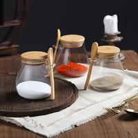 Récipient de stockage alimentaire en verre borosilicate haute résistance hermétique avec couvercle en bambou 350-1000 ml Design minimaliste moderne pour le rangement de la cuisine