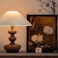 Lampe de table en bois massif, lampe de bureau, éclairage de chevet minimaliste