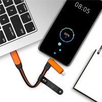 Kabel Pengisi Daya Multi 60W dengan Gantungan Kunci, Pengisian Cepat 6 in 1, Jaket Nilon OTG untuk iPhone untuk Galaxy, Kabel Adaptor Multi USB