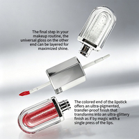Rouge à lèvres liquide pailleté double embout 2-en-1 et huile à lèvres hydratante, teinte brillante repulpante, hydratante, sans effet desséchant sur les lèvres, double embout