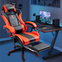 Chaise de jeu ergonomique en cuir de haute qualité, dossier haut, pivotant à 360°, inclinable avec éclairage LED RGB