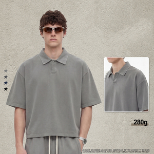 <span class=keywords><strong>Polo</strong></span> da Uomo in Cotone 100% di Alta Qualità con Ricamo Personalizzato, Lavaggio Acido, Logo Personalizzato, Stile Vintage per Golf - Product Image 1