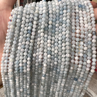 Perles en vrac de pierres précieuses naturelles d'aigue-marine facettées de 2 mm, 3 mm, 4 mm pour la fabrication de bijoux