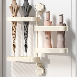 Umbrella Holder Wall Mounted No Drill Rotating Rack For Entryway Storage White Plastic 10 Umbrellas Capacity - Product Image 4