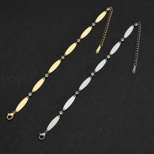 สร้อยข้อมือรูปไข่คุณภาพสูง ประดับเพชร สลักโลโก้ DIY สำหรับเครื่องประดับผู้หญิง - Product Image 4