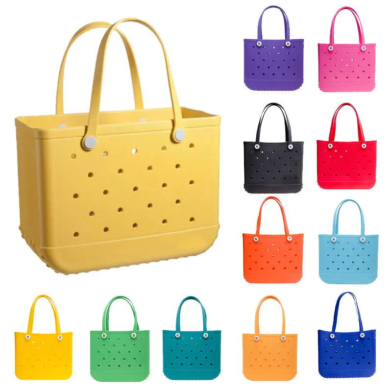 Grand panier de course en silicone imperméable et réutilisable pour le camping Sac à main EVA Summer Bogg Beach Tote Bag