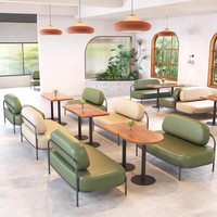 Café moderne boutique en cuir personnalisé métal canapé banquette banc Dessert boulangerie thé à manger table en bois ensemble de meubles commerciaux