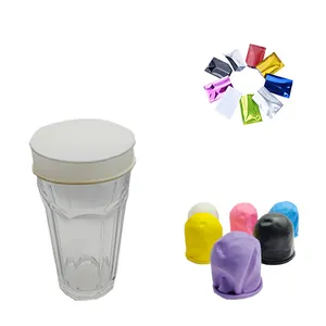 Özel Logo kupası prezervatif tüm fincan boyutları lateks içecek kapakları saman deliği ile içecek koruyucu