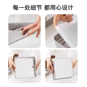 Stainless Steel Food Storage Container Square With <b>Clip</b> On Lid For Fish Steaming Grilling Refrigeration - Product Image 3