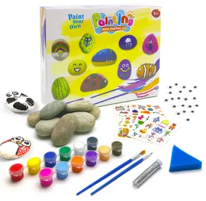 2020 Ventes Directes D'usine DIY Jouets Éducatifs Extra Large Arts et Artisanat Mash Rock Peinture Kit pour Enfants avec 12 couleurs