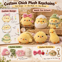 Ensemble de porte-clés en peluche poussin personnalisés, breloques amusantes pour sacs, mini jouets en peluche OEM pour accessoires de boutique et présentoirs saisonniers