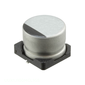 Condensateur SMD 10 uF 20% 63V, montage en surface, fabricant Channel UUX1J100MCL1GS, CAP ALUM 10UF 20% 63V - Product Image 1
