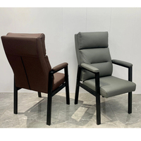 Chaise de bureau moderne et simple, en cuir, avec accoudoirs, structure en acier, en cuir et nylon, idéale pour les réunions, directement de l'usine.