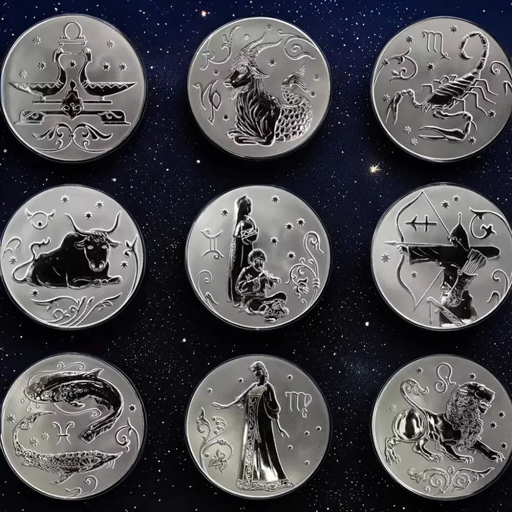 Produk kerajinan logam koin rasi bintang aluminium Aloi berlapis perak kustom permainan peringatan koin