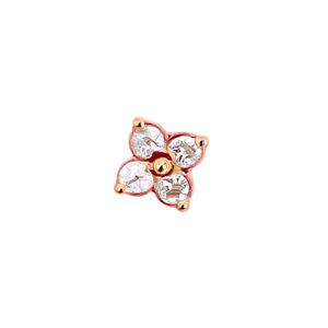 E3918 Orecchini a lobo con fiore in oro rosa e strass di cristallo con montatura a griffe per l'uso quotidiano da donna, stile classico - Product Image 1