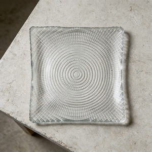 Piatto di Presentazione in Vetro Testurizzato con Cerchi Concentrici Quadrati <span class=keywords><strong>da</strong></span> 15cm/<span class=keywords><strong>6</strong></span> Pollici, Piatto Decorativo IVV Posuda per Allestimenti Tavola - Product Image 1