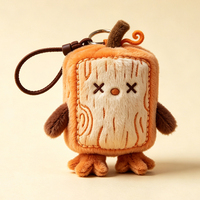 Porte-clés en peluche mignon en forme de bloc de bois de la forêt, pendentif de sac en peluche de dessin animé, cadeau personnalisé