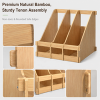 Support de rangement de bureau en bambou naturel au design moderne, avec plusieurs fentes inclinées pour documents, présentoir de papeterie pour l'école et le salon