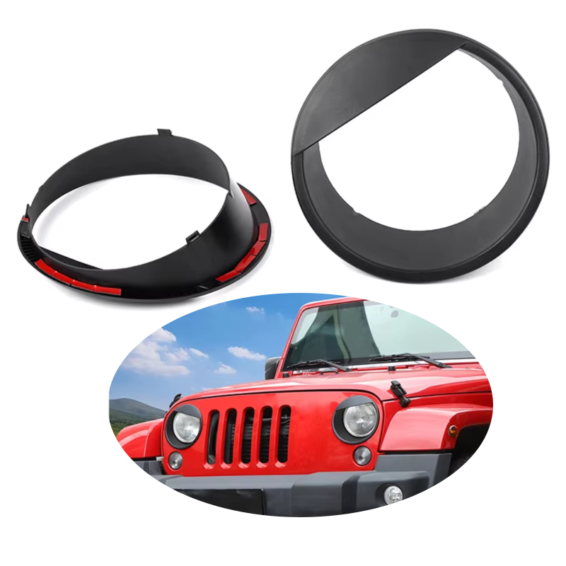 2Pcs LED Headlight Guard Covers For Jeep Wrangler JL 2018 & Up - Black ABS Protective Headlamp Covers