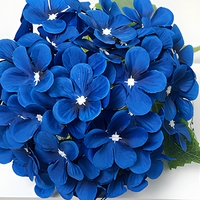 20 têtes de hortensias artificiels en soie bleue et blanche, avec tiges, faits à la main, style naturel, pour décoration de mariage