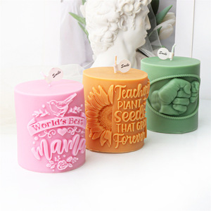 Moule à bougie colonne DAD, moule cylindrique lettre <span class=keywords><strong>MAM</strong></span>, moule en silicone écologique Sanzon, cadeau fête des pères, décoration maison - Product Image 2