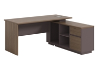 Bureau de direction en bois personnalisé au design moderne, bureau de luxe en forme de L pour PDG, table d'usine