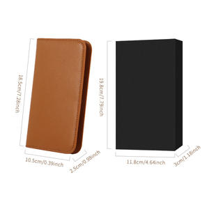 다크 브라운 럭셔리 A6 노트북 파워 뱅크 지갑 케이스 PU 커버 양각 디자인 전화 그립 및 신용 카드 포함 - Product Image 6