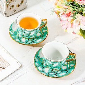 Turkish Style Ceramic Coffee <b>Cup</b> <b>Set</b> With Gold Edging For Afternoon <b>Tea</b> Home Use - Product Image 4